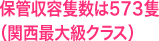 保管収容隻数は573隻 （関西最大級クラス）