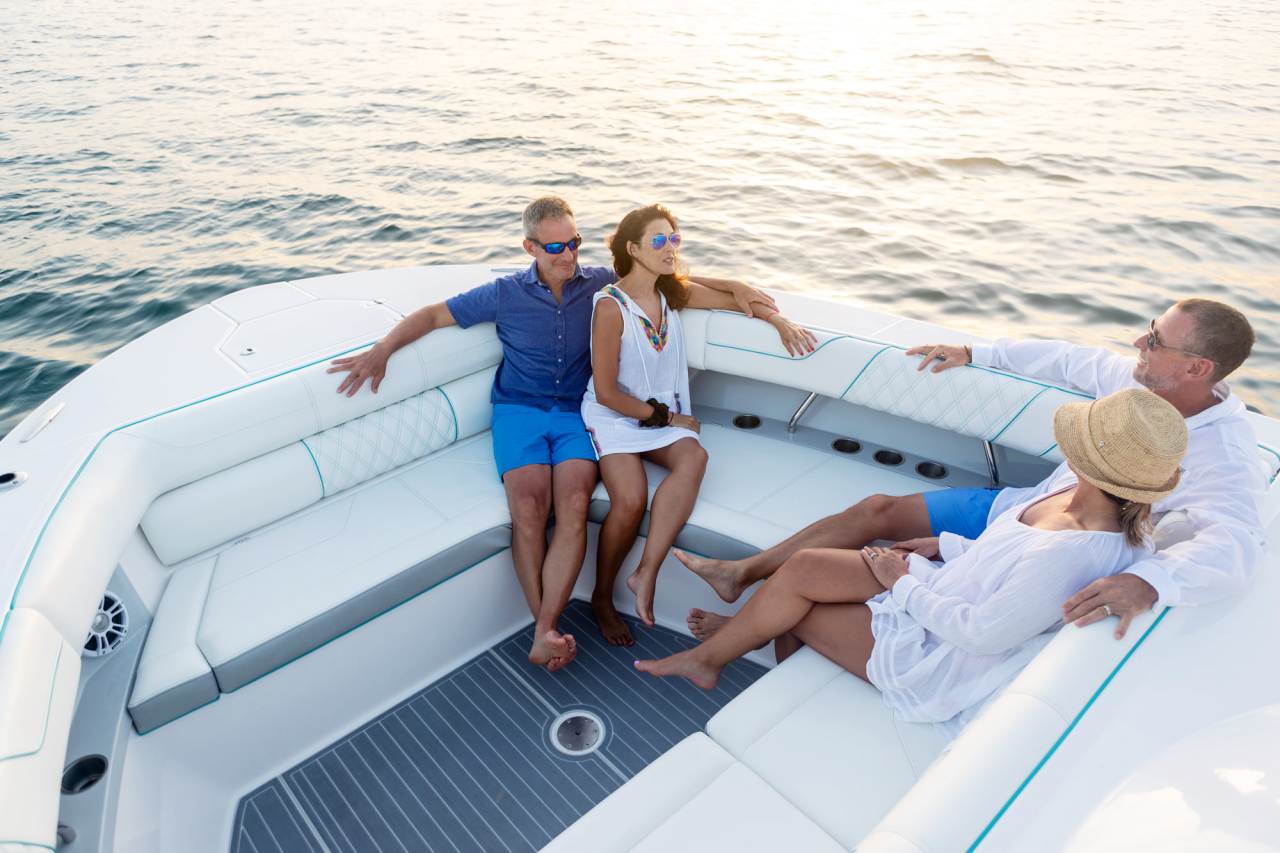 There is room for everyone at the bow with a spacious layout.